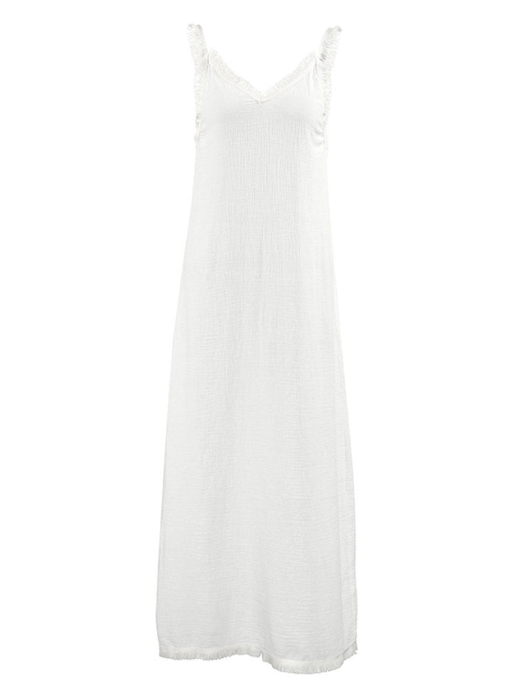 Fashionable Double-layered Pure White Nightgown