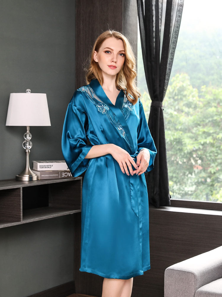 Real Silk Camisole Elegant Chinese Style Nightgown Robe Set Aes