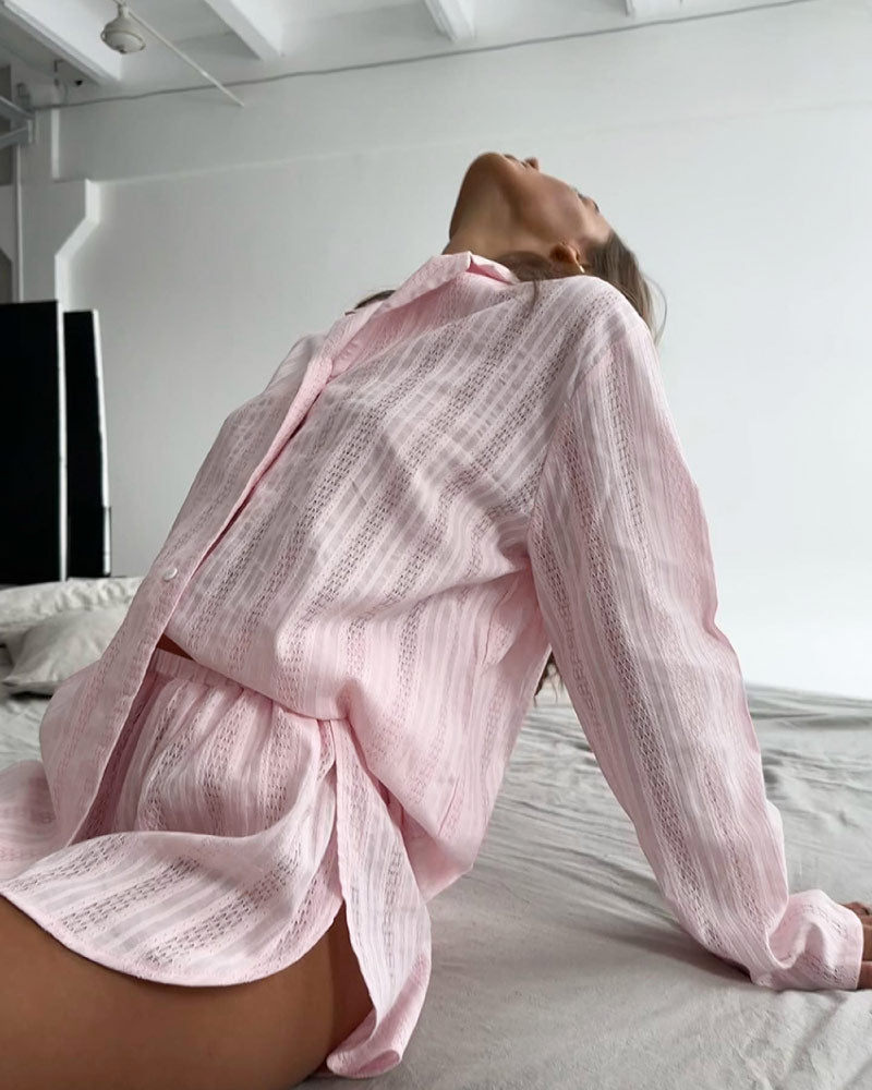 pink color luxurious cotton sleepwear pajama set for women