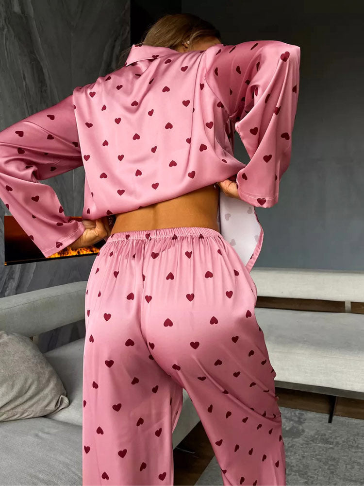 pink color sexy and luxurious sleepwear pajama set for women