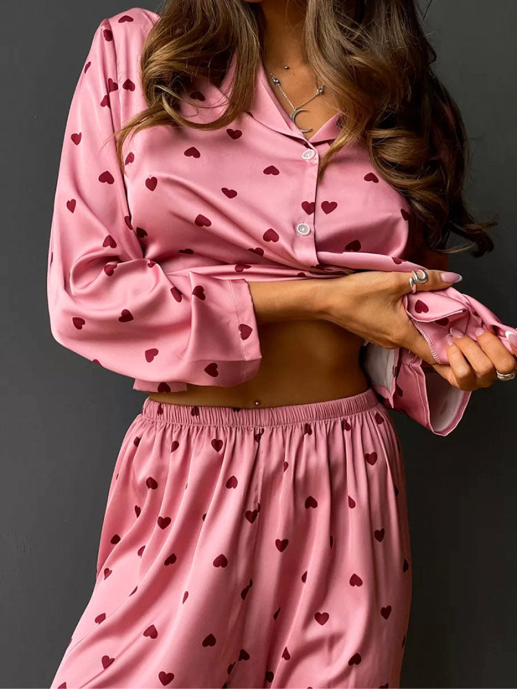 pink color sexy and luxurious sleepwear pajama set for women