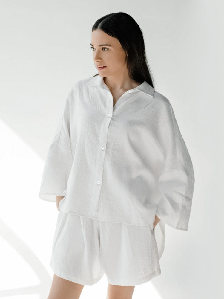 white color classic cotton pajama set for women